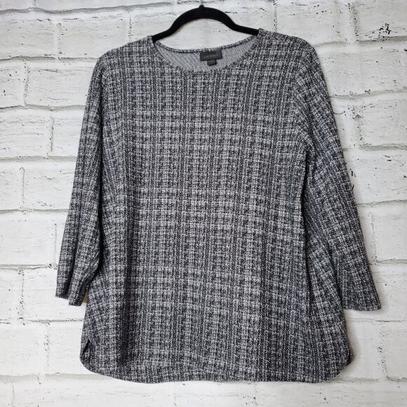 J. Jill wearever collection long sleeve black white Rayon Pullover shirt - Picture 1 of 9